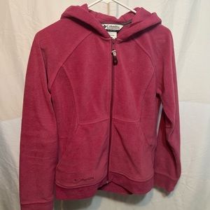 Columbia Sportswear Womens Medium M Fleece Full Zip Hoodie Sweatshirt Pink